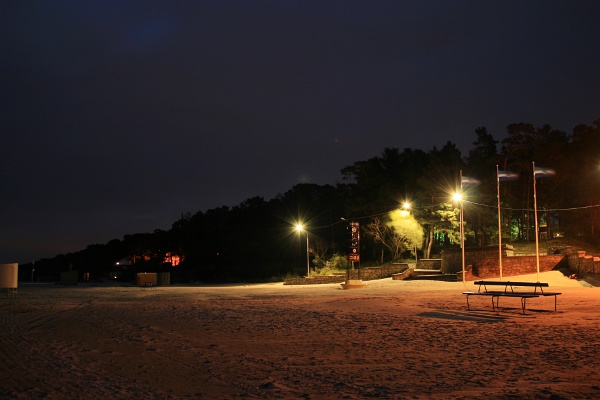 Пляж в Дзинтари ночью